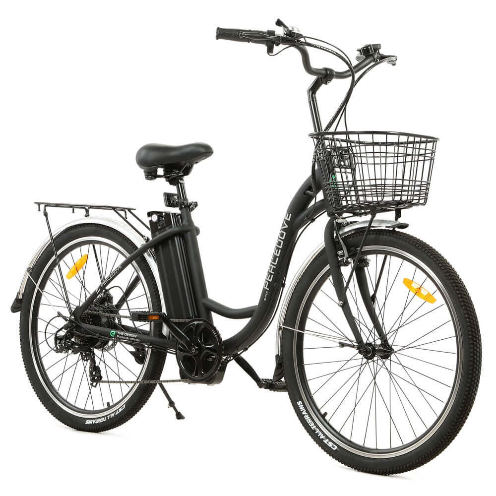 Ecotric Peacedove electric city bike with basket and rear rack