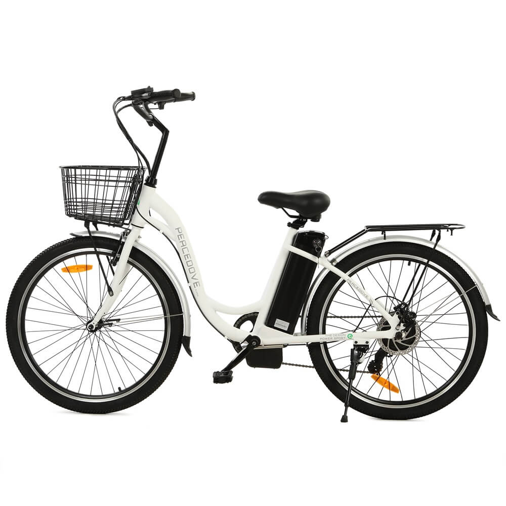 Ecotric Peacedove electric city bike with basket and rear rack